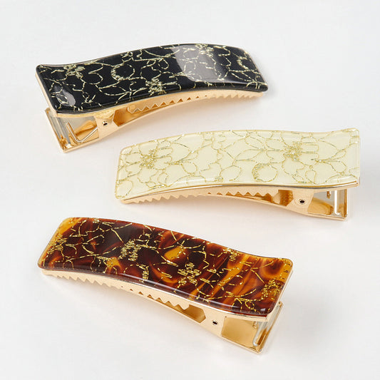 ヘアクリップ ベーシックカラー ゴールド フラワー 9cm フォーククリップ クリップ