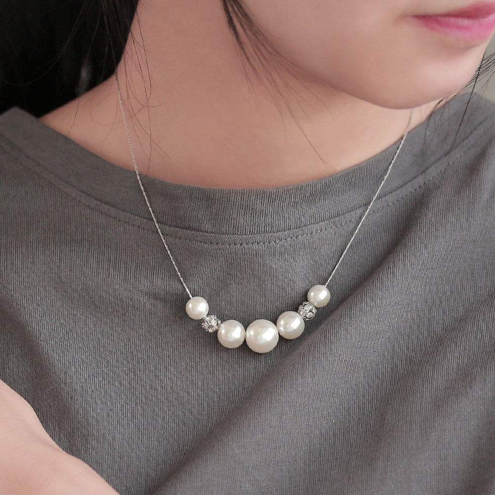 ネックレス パール パヴェ ボール ショートネックレス