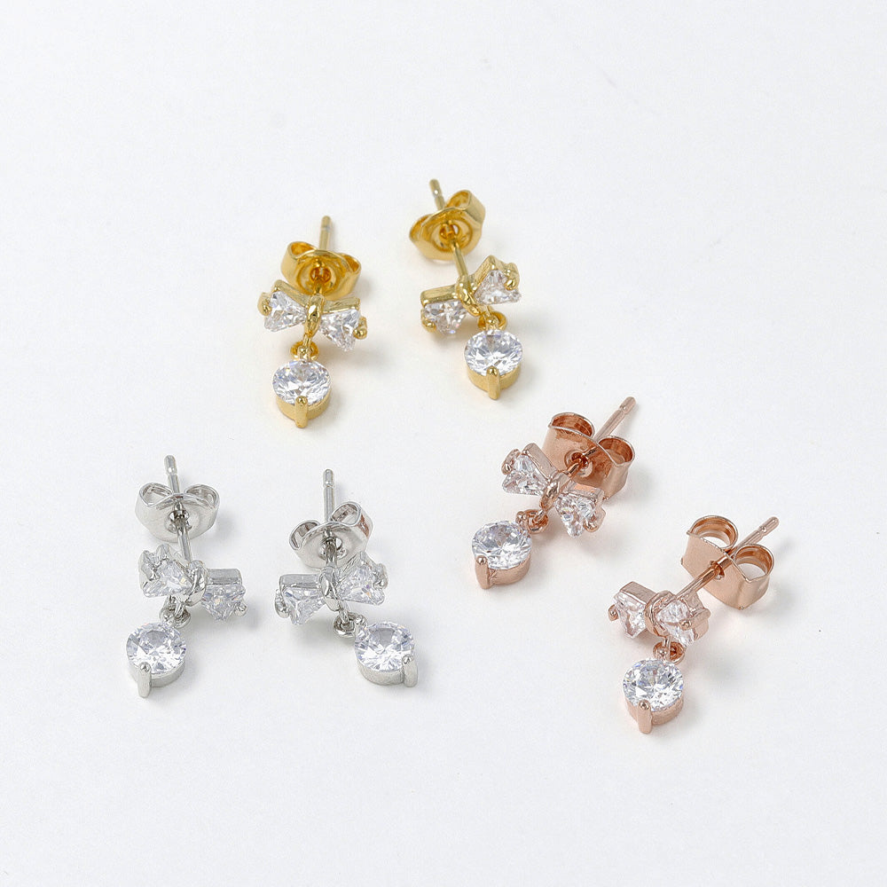 ピアス リボン キュービックジルコニア スタッドピアス