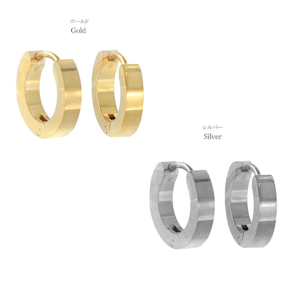 ピアス サージカルステンレス 平打ち 直径1.3cm 幅3mm ワンタッチ フープピアス