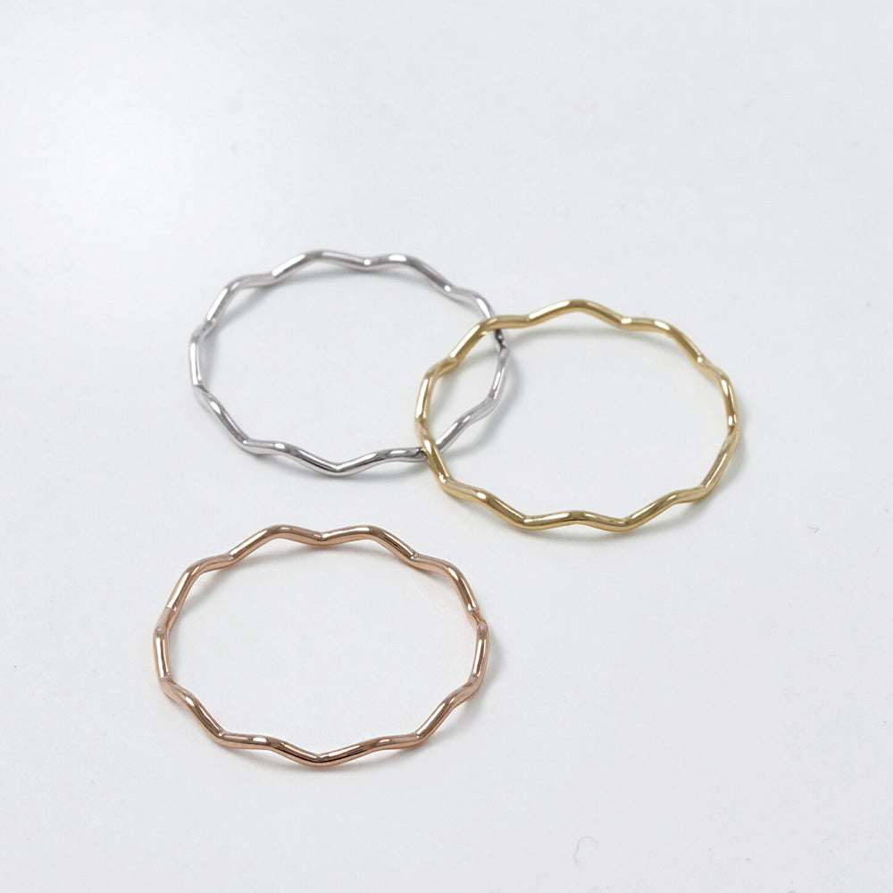 リング ニッケルフリー メタル ウェーブ 1号 3号 5号 9号 11号 13号 15号 ピンキーリング 指輪