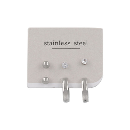 ピアス ボール キュービックジルコニア フープ ステンレス 6個 セットピアス