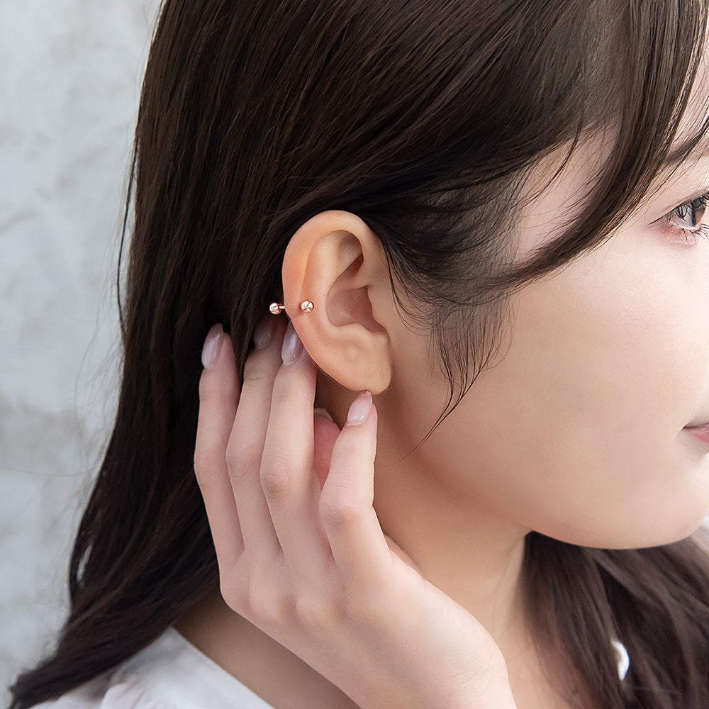 ボディピアス サージカルステンレス 316L ピンクゴールド 両ネジ式 ストレートバーベル 14G 16G 18G 20G 【1個販売】