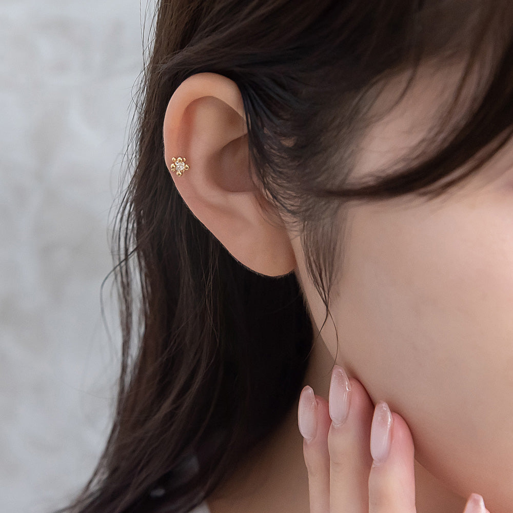 ボディピアス サージカルステンレス メタル ボール ストーン ストレートバーベル ネジ式 18G 【1個販売】