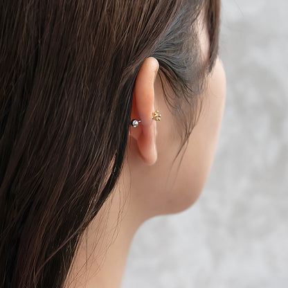 ボディピアス サージカルステンレス メタル ボール ストーン ストレートバーベル ネジ式 18G 【1個販売】