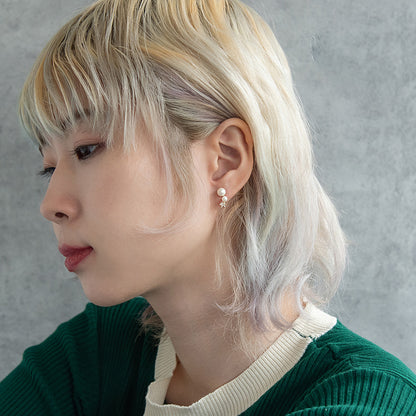 ボディピアス サージカルステンレス ダブル パール スター ストーン ストレートバーベル ネジ式 18G 【1個販売】