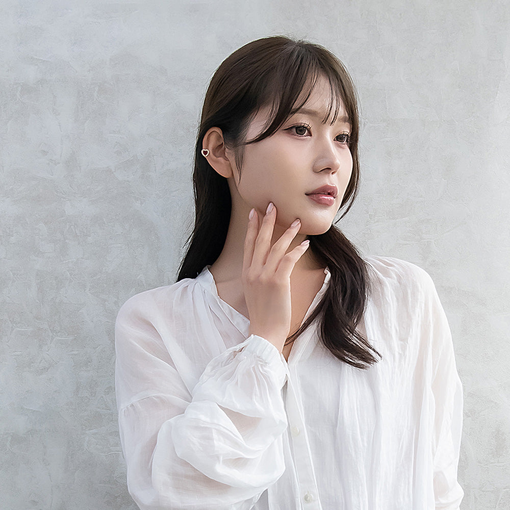 ボディピアス サージカルステンレス ハート カラー ストーン ストレートバーベル ネジ式 18G 【1個販売】