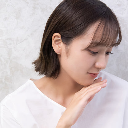 ピアス ニッケルフリー カットガラス ミニ フラワー 18金 K18 ポストピアス