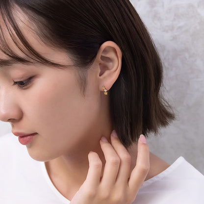 ピアス ニッケルフリー ミニ フラワー キュービックジルコニア 18金 K18 ポストピアス