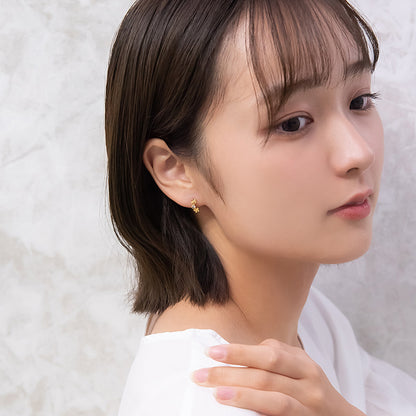 ピアス ニッケルフリー ミニ フラワー キュービックジルコニア 18金 K18 ポストピアス