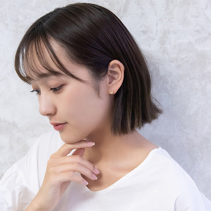 ピアス ニッケルフリー ハート キュービックジルコニア 18金 K18 ポストピアス