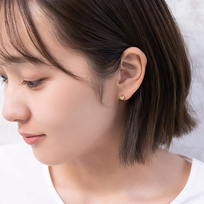 ピアス ニッケルフリー ハート キュービックジルコニア 18金 K18 ポストピアス
