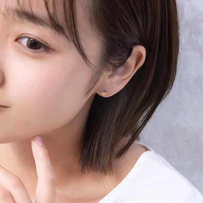 ピアス ニッケルフリー ハート キュービックジルコニア 18金 K18 ポストピアス