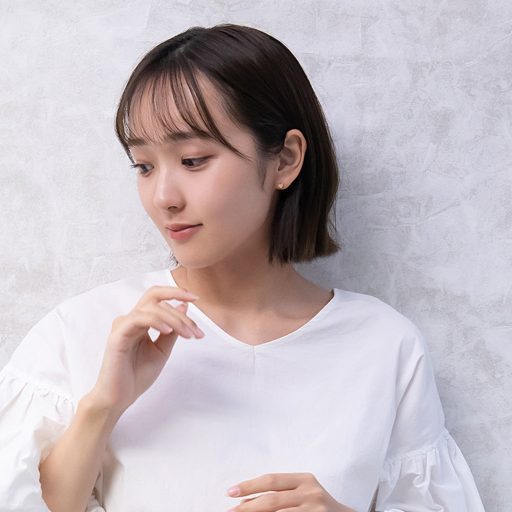 ピアス ニッケルフリー ハート キュービックジルコニア 18金 K18 ポストピアス