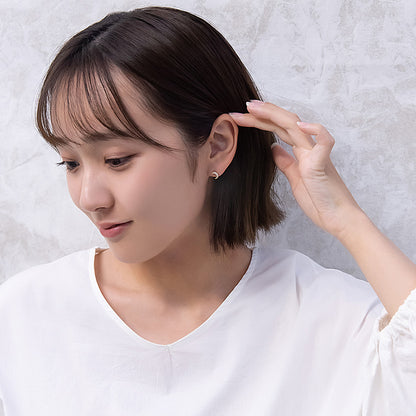 ピアス ニッケルフリー クレッセントムーン キュービックジルコニア 18金 K18 ポストピアス