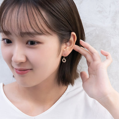 ピアス ニッケルフリー ガラス リース 18金 K18 フックピアス