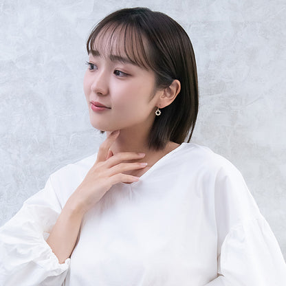 ピアス ニッケルフリー ガラス リース 18金 K18 フックピアス