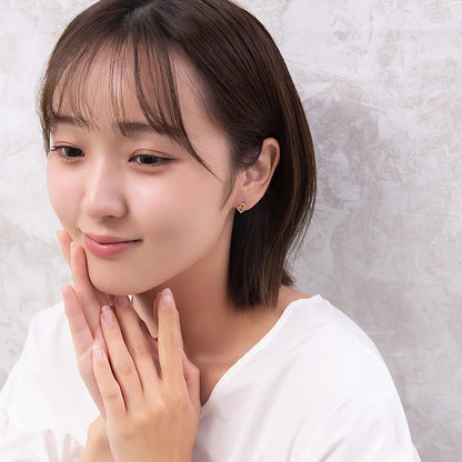 ピアス ニッケルフリー オープンハート カラー ストーン 18金 K18 ポストピアス