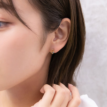 ピアス ニッケルフリー オープンハート カラー ストーン 18金 K18 ポストピアス