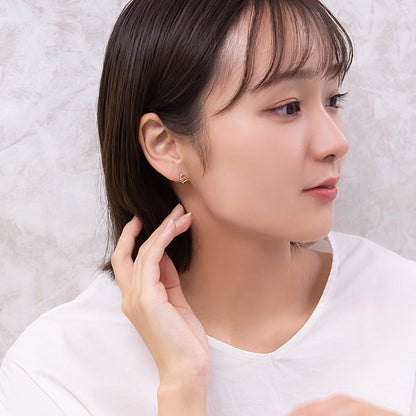 ピアス ニッケルフリー オープンハート カラー ストーン 18金 K18 ポストピアス