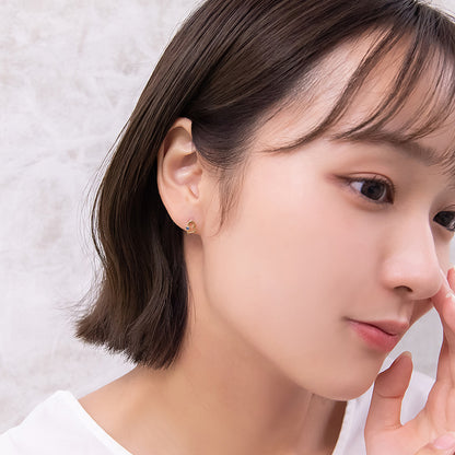 ピアス ニッケルフリー オープンハート カラー ストーン 18金 K18 ポストピアス