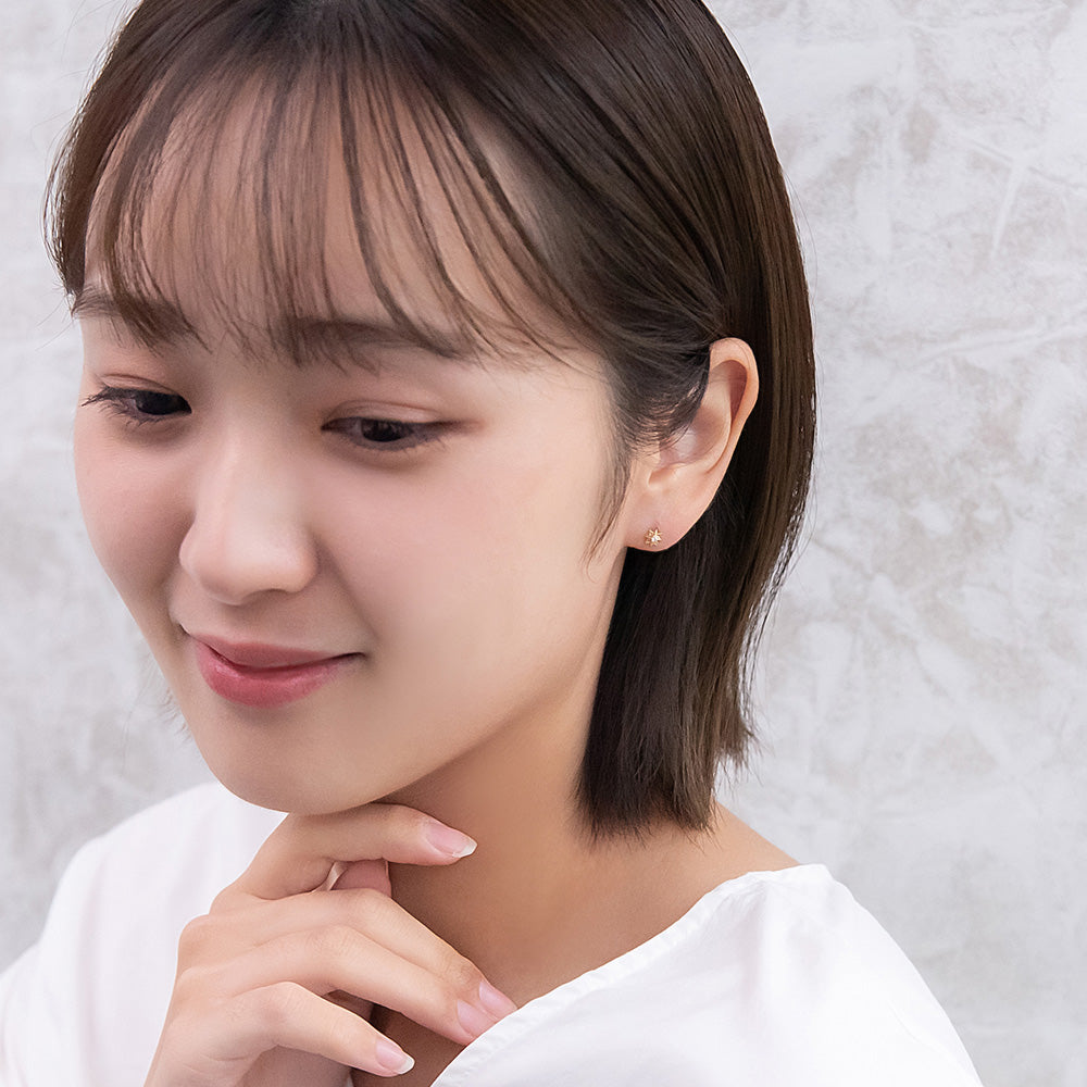 ピアス ニッケルフリー 星 スター キュービックジルコニア 18金 K18 ポストピアス