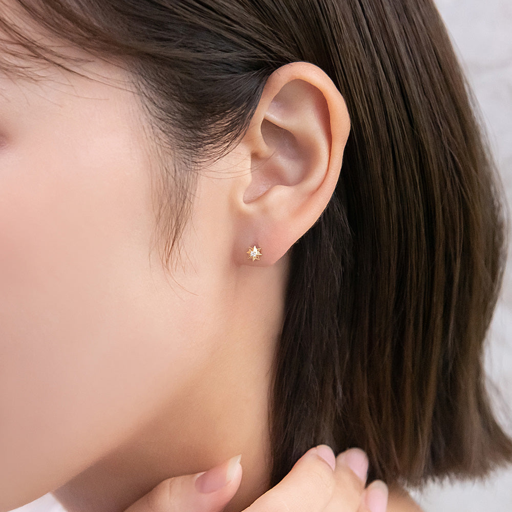 ピアス ニッケルフリー 星 スター キュービックジルコニア 18金 K18 ポストピアス