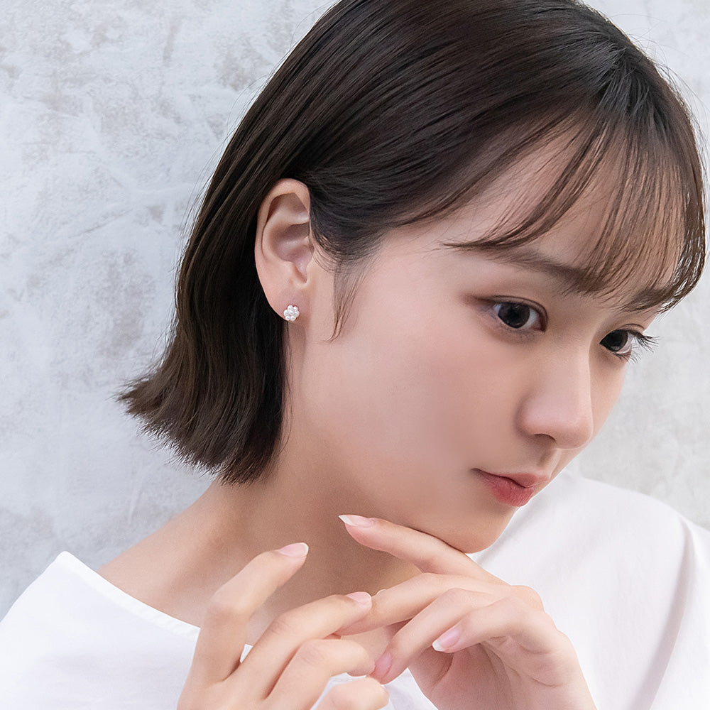 ピアス ニッケルフリー パール パヴェ ボール 18金 K18 ポストピアス