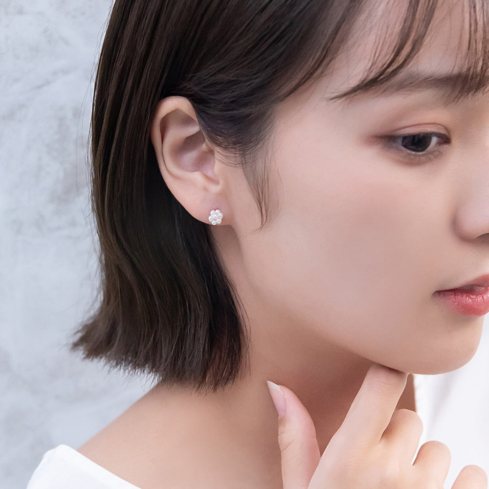 ピアス ニッケルフリー パール パヴェ ボール 18金 K18 ポストピアス