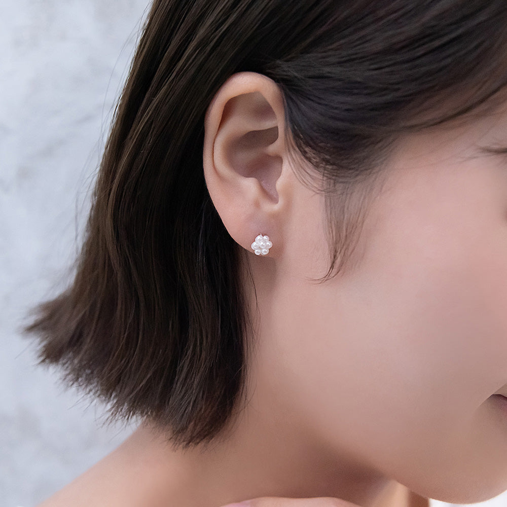 ピアス ニッケルフリー パール パヴェ ボール 18金 K18 ポストピアス