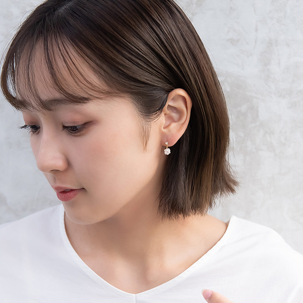 ピアス ニッケルフリー ストーン パール パヴェ ボール 18金 K18 ポストピアス