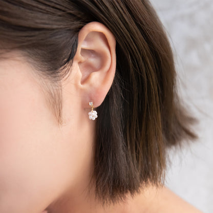 ピアス ニッケルフリー ストーン パール パヴェ ボール 18金 K18 ポストピアス