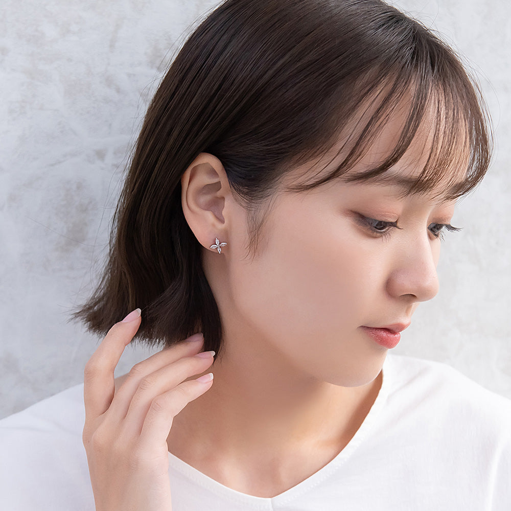 ピアス ニッケルフリー 十字架 クロス キュービックジルコニア 18金 K18 ポストピアス