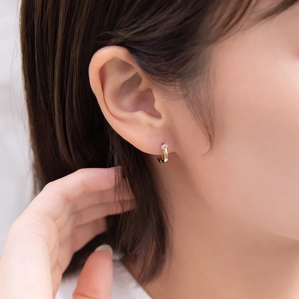 ピアス ニッケルフリー メタル ワンタッチ フープ 18金 K18 ポストピアス