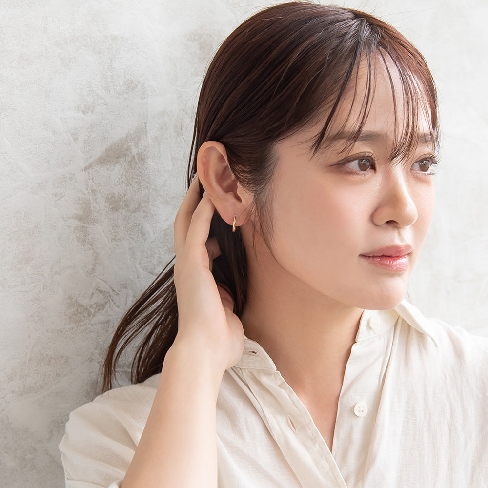 ピアス ニッケルフリー メタル ワンタッチ フープ 18金 K18 ポストピアス