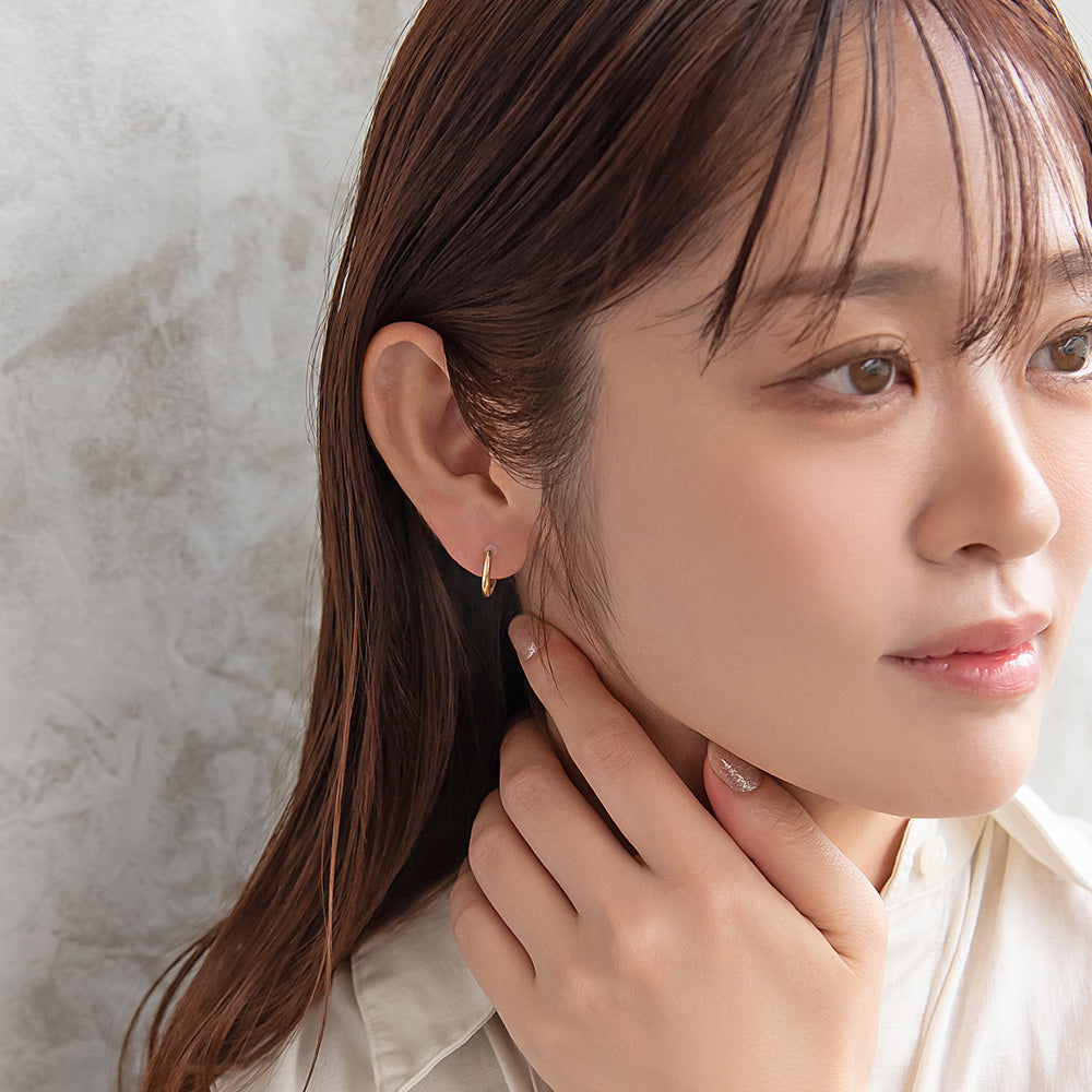ピアス ニッケルフリー メタル ワンタッチ フープ 18金 K18 ポスト
