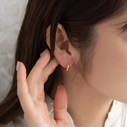 ピアス ニッケルフリー メタル ワンタッチ フープ 18金 K18 ポストピアス