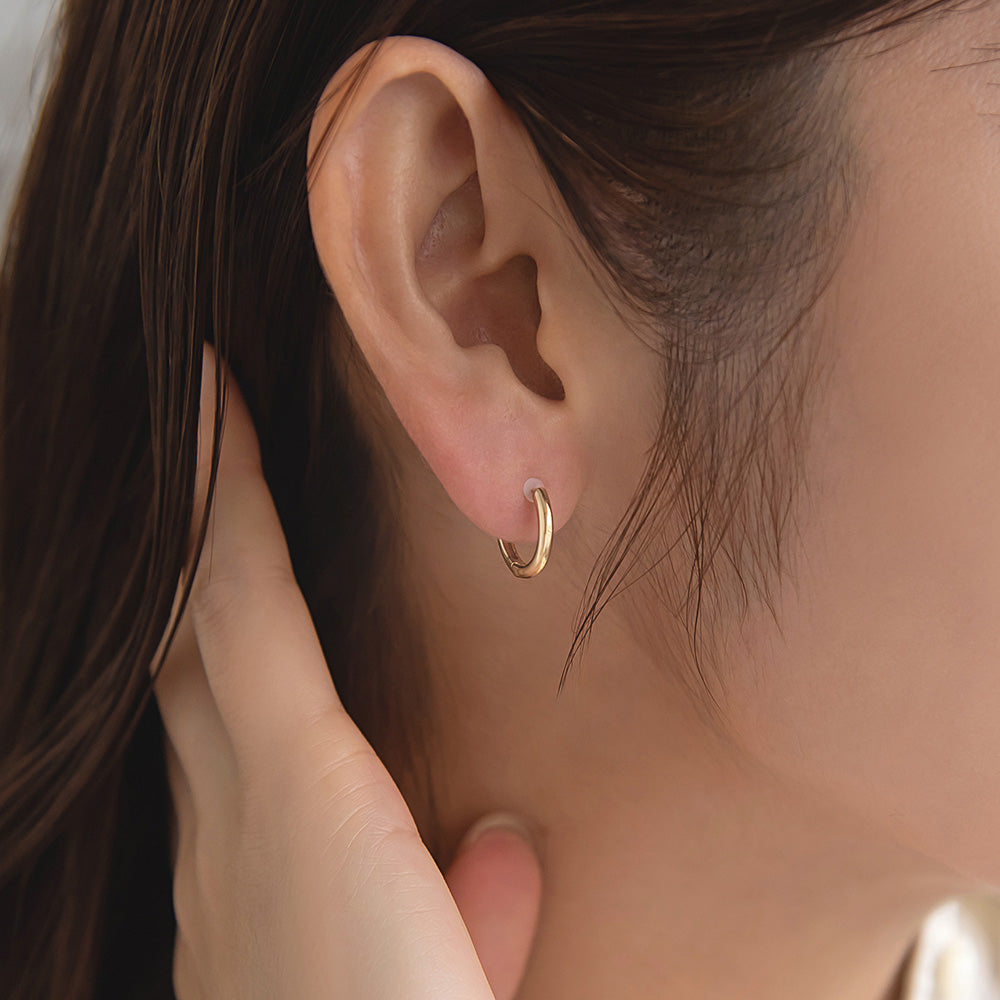 ピアス ニッケルフリー メタル ワンタッチ フープ 18金 K18 ポストピアス