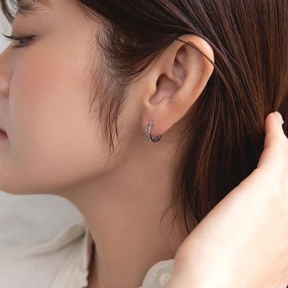 ピアス ニッケルフリー 透かし メタル ワンタッチ フープ 18金 K18 ポストピアス