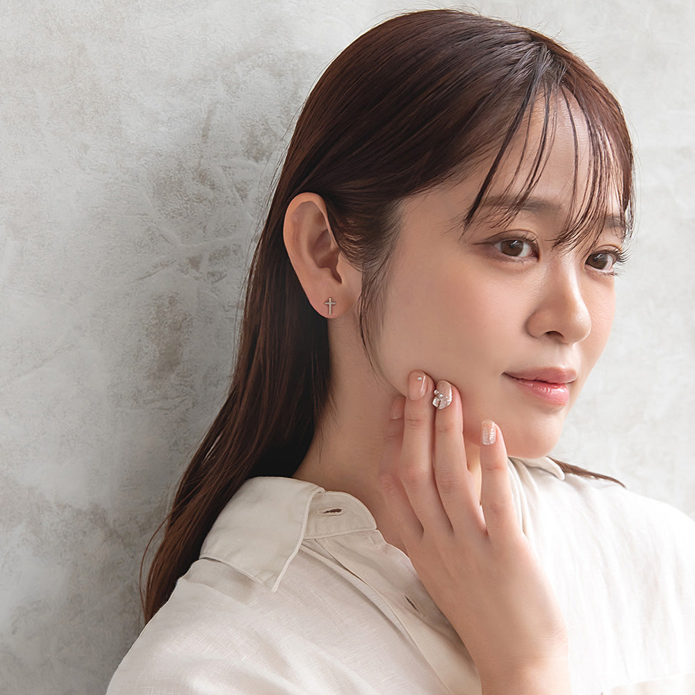ピアス ニッケルフリー 十字架 クロス メタル 18金 K18 ポストピアス