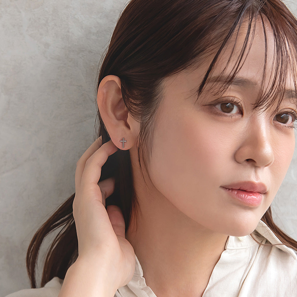 ピアス ニッケルフリー 十字架 クロス メタル 18金 K18 ポストピアス