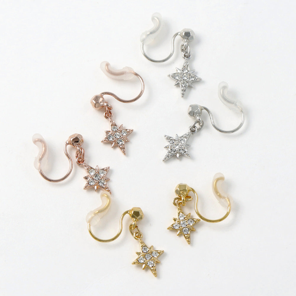 ノンホールピアス ニッケルフリー オクタグラム ストーン エアリーフィットノンホール シリコンカバー付き イヤリング