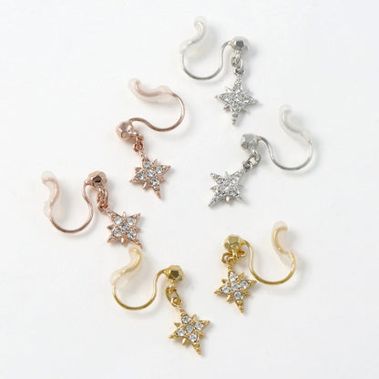 ノンホールピアス ニッケルフリー オクタグラム ストーン エアリーフィットノンホール シリコンカバー付き イヤリング