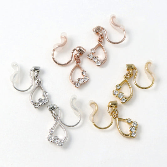 ノンホールピアス ニッケルフリー ストーン ドロップ メタル フレーム エアリーフィットノンホール シリコンカバー付き イヤリング