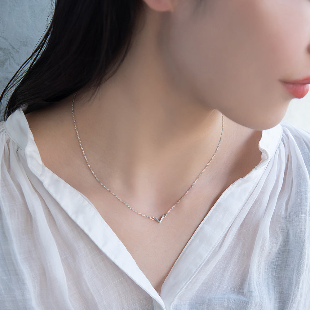 ネックレス ニッケルフリー V字 ストーン メタル マグネット プチネックレス