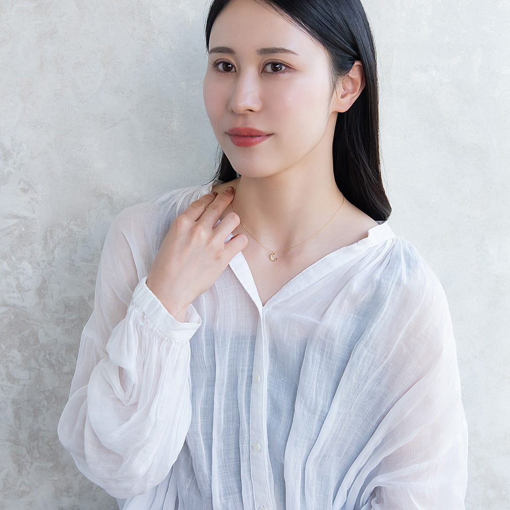 ネックレス ニッケルフリー 三日月 クレッセントムーン ストーン マグネット プチネックレス