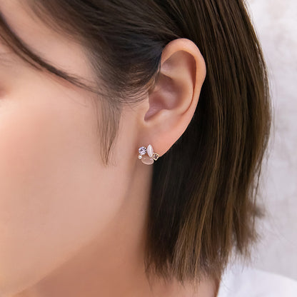 ピアス ニッケルフリー 合成キャッツアイ パール ストーン チタンポストピアス