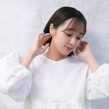 ピアス ニッケルフリー 合成キャッツアイ パール ストーン チタンポストピアス