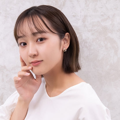 ピアス ニッケルフリー フラワー パール キュービックジルコニア サークル ポストピアス