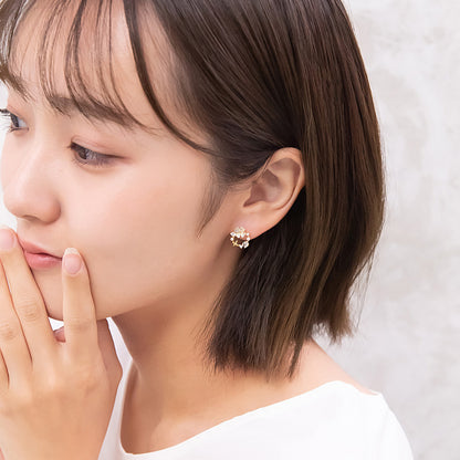 ピアス ニッケルフリー フラワー パール キュービックジルコニア サークル ポストピアス